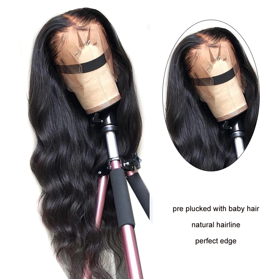 Перуанские волосы парики 360 синтетический фронтальный парик объемная волна