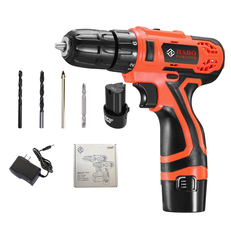 

2 Battery Hand Drill Cordless Electric Impact Power Drills Screwdriver Rotary Tools For Woodworking 12V