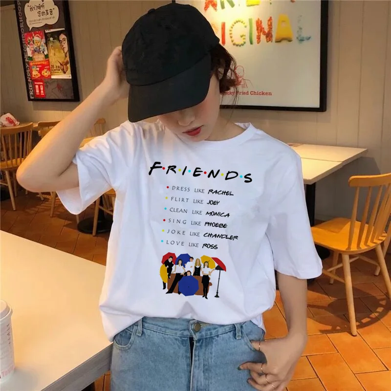 

Friends Tv Show Clothing Korean 90s Graphic Girl Kawaii Harajuku Cotton Casual O-Neck Thanksgiving Halloween Women T Shirt
