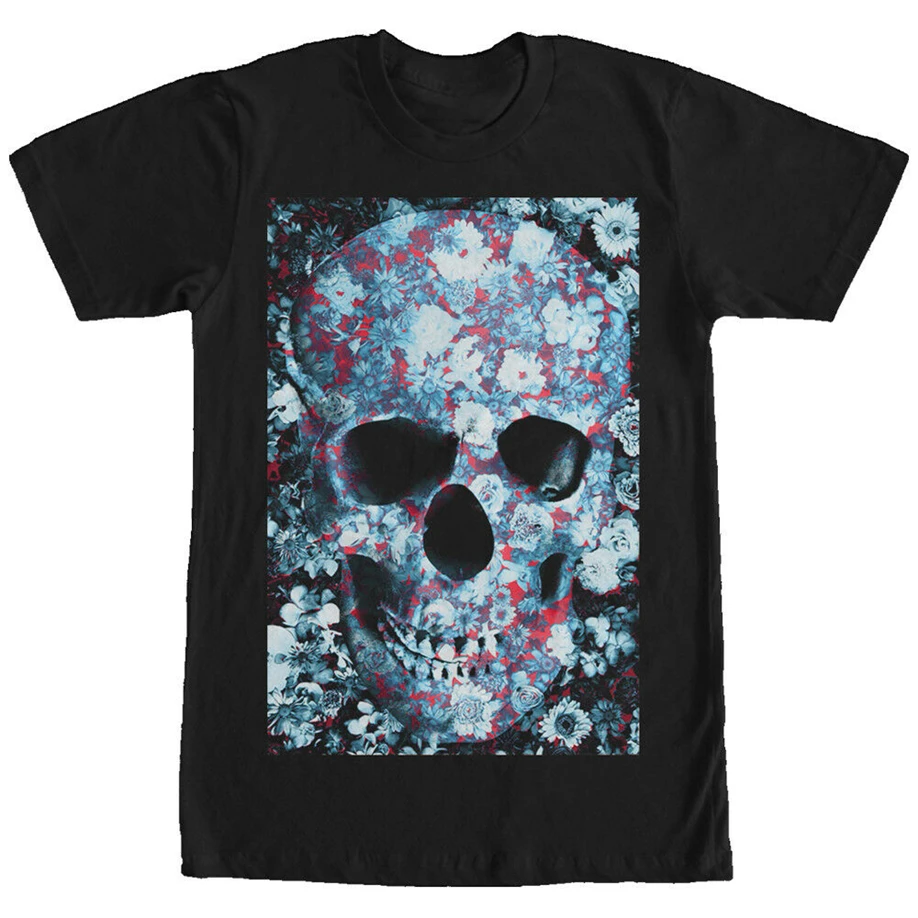 Lost Gods Flower Skull Mens Graphic T Shirt New Funny Tee |