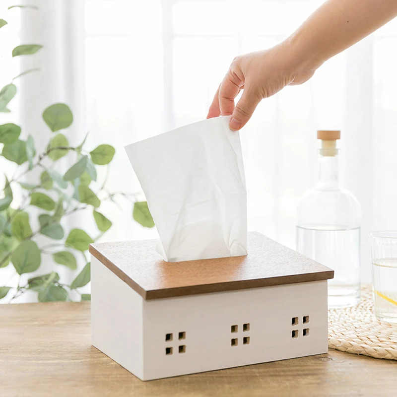 Wood Tissue Box Tissue Holder Tissues Paper Napkin Container Nordic Wooden Kitchen Organization Home Dining Room Accessories 2