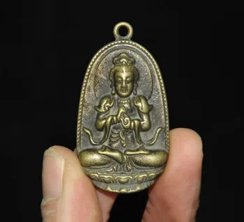 

wedding decoration Old Chinese Buddhism temple bronze Kwan-yin Guanyin Buddha statue amulet Pendant