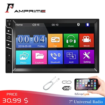 

AMPrime Universal Car Radio 2 Din Car Multimedia player 7" Bluetooth autoradio Mirrorlink Android Auto Stereo with Rear camera