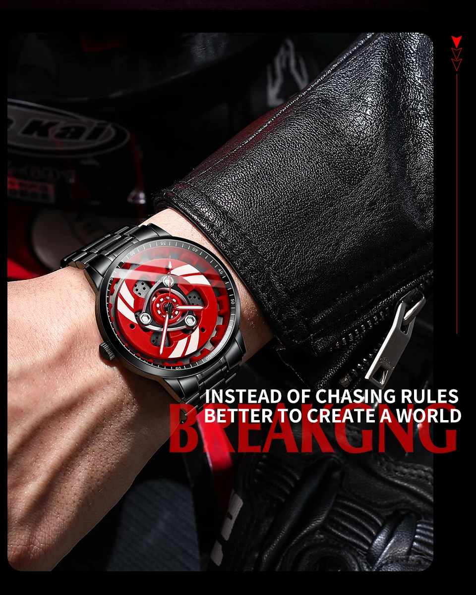 Original 3D Men's Watches Waterproof Motorcycle Rim Watch Quartz Men's Sports Watches For Men Clock Mens Spinning Watches Sneakatelier