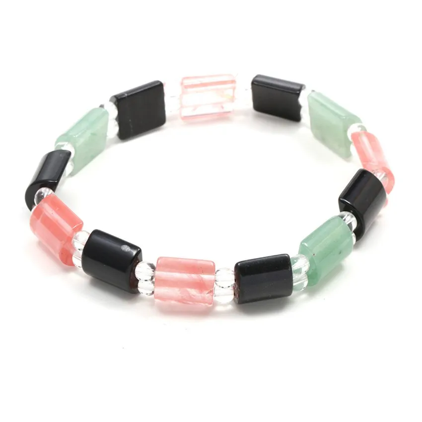 Handmade Weave Stackable Geometric Shape Many Colors Quartz Stone Elastic Bracelet for Women Ethnic Style Jewelry | Украшения и