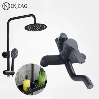 

Good Quality Single Lever Rainfall 8" Shower Faucet Wall Mounted Sliding Bar Handshower Bath and Shower Mixer Taps