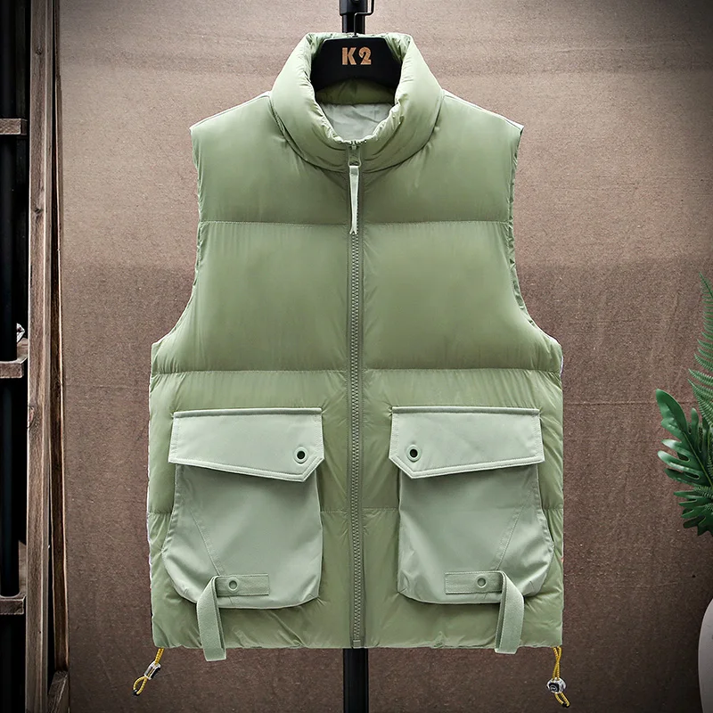 Fashion Men's Sleeveless Vest Jackets 2023 Autumn Winter Casual Slim Warm Cotton-Padded Coat Youth Streetwear Thicken Top Parkas