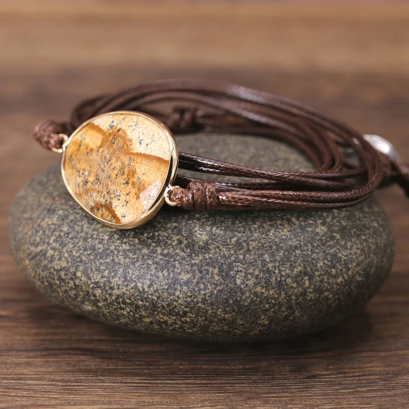 wrap браслет из натурального камня Picturestone Boho браслет дружбы для мужчин и женщин браслет с надписью подарки дропшиппинг