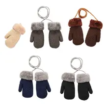 Милые перчатки для маленьких девочек и мальчиков; зимние Лоскутные теплые варежки для детей 1-4 лет