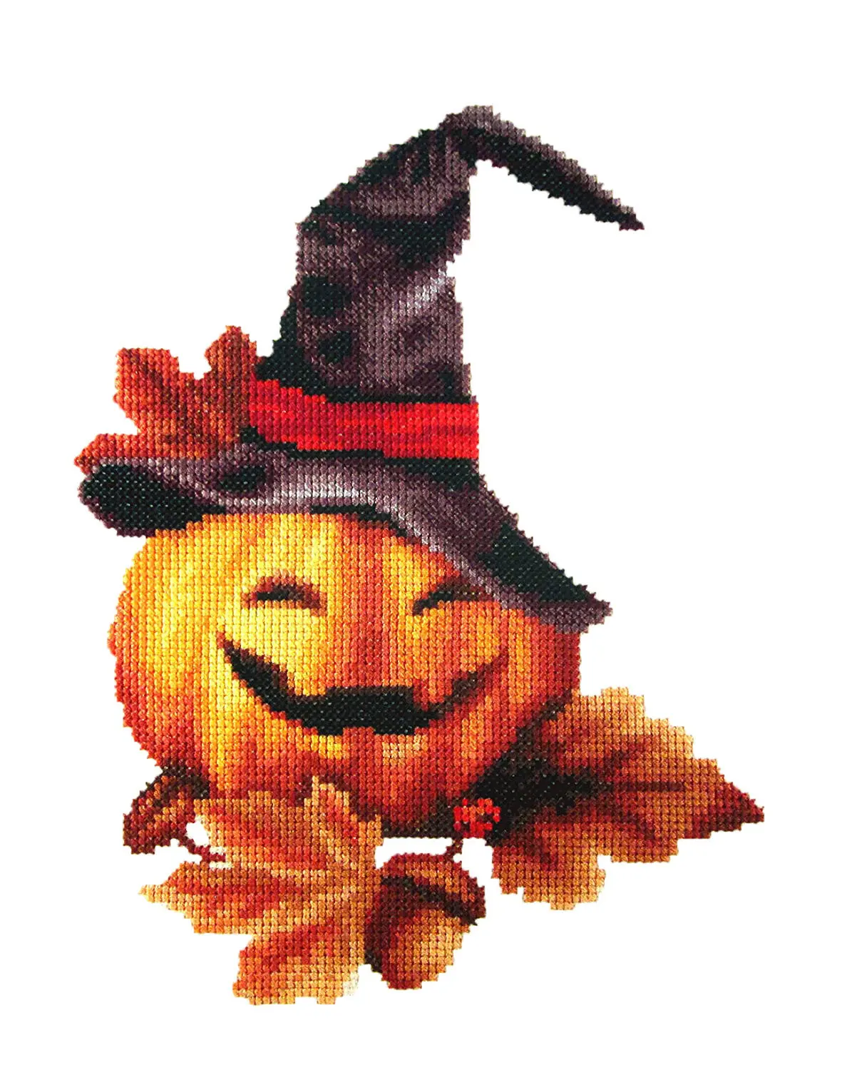 

Pumpkin Lamp Black Hat Pumpkin Lantern Precise Printing Cross Stitch Mini-Grid