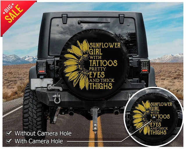 Sunflower Girl, Sunflower, Funny mermaid gifts, Backup Camera or Not Custom Tire  Cover, Car Accessories, Spare Tire Cover AliExpress