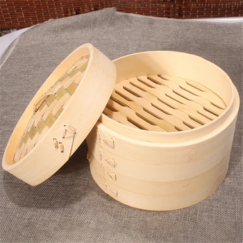 

2 Sets Bamboo Steamer Cooking Kitchen Steam Box 15&21cm For DIY sum