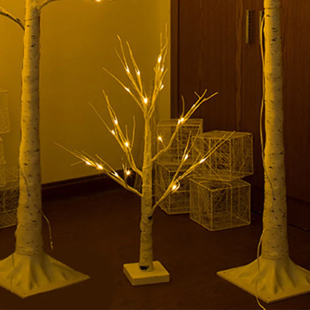 

Party Branches Landscape Home Wedding PVC 24 LED Lamp Warm White Decorative Artificial Birch Tree Festival Night Light 45CM