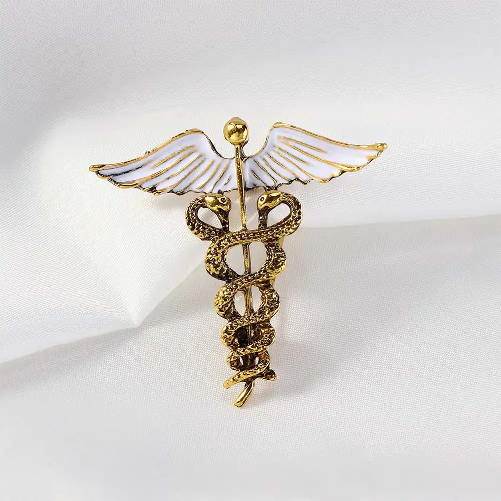 Diseño Creativo broche de cristal ala con serpientes insignia broches  solapa Pin joyería regalos para enfermera Doctor estudiantes médicos|Broches|  - AliExpress