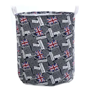 

Large size linen cotton dirty clothes laundry basket The British flag home kids toys storage organization basket Union Jack
