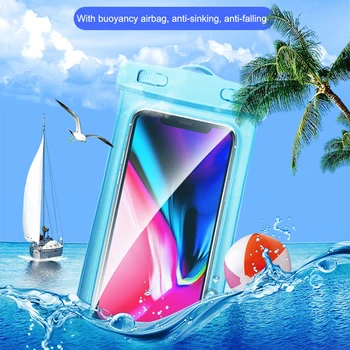 

Mobile Phone Floating Waterproof Bag Transparent Touch Screen Diving Bag Inflatable Hanging Neck Swimming Protective Case 2009