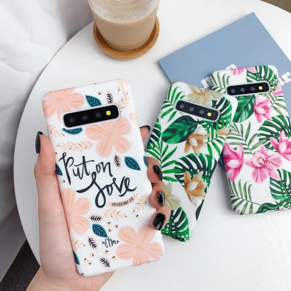 

Luminous Summer Leaf Phone Case for Samsung Galaxy A50 Case Fashion PC Hard Case for Samsung Note 10 9 8 S9 S8 S10 Back Cover