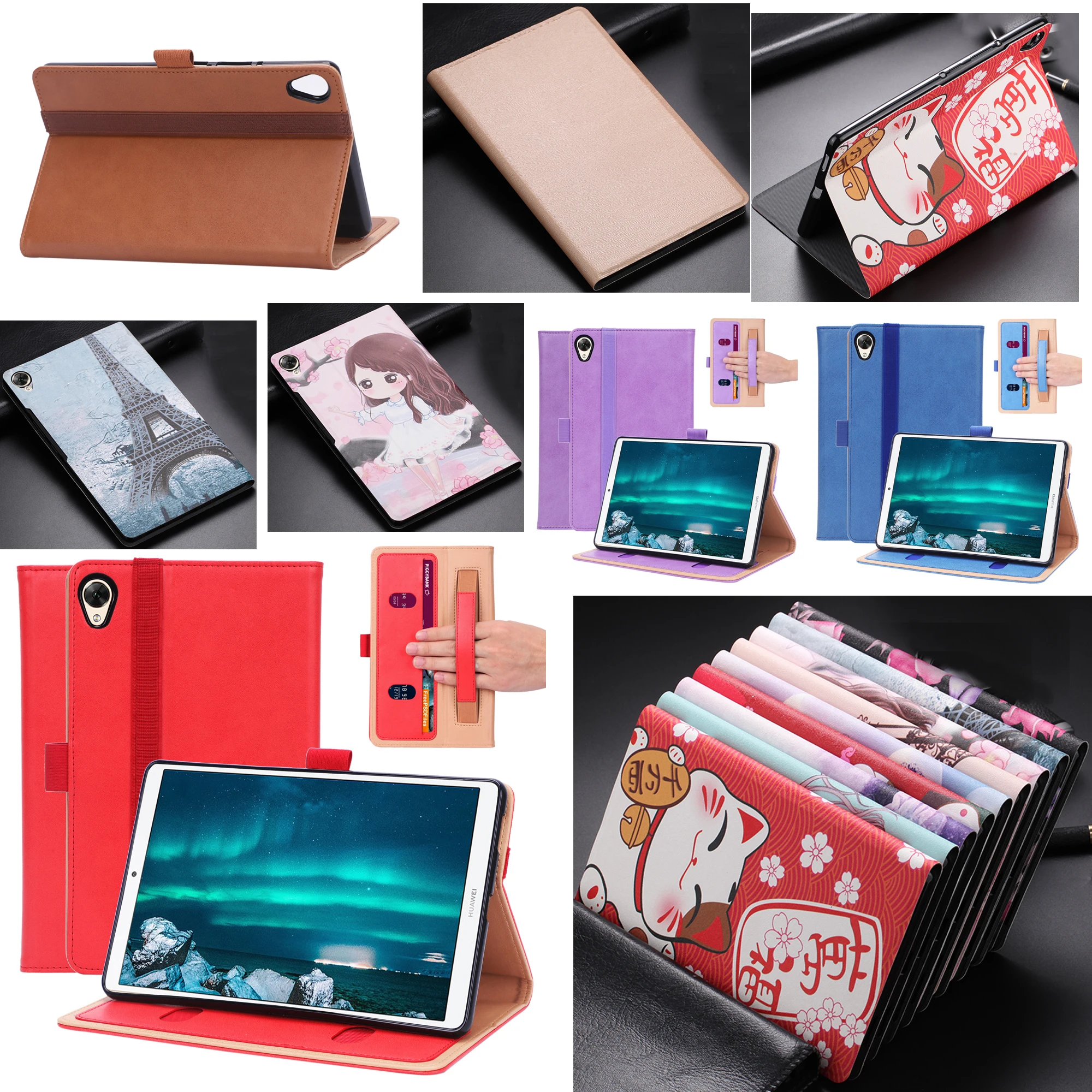 

Cowhide Leather Skin Case Funda Capa Flip Stand Coque Magnet Smart Cover For Huawei Mediapad M6 8.4 2019 VRD-W09/AL09 +Film +Pen