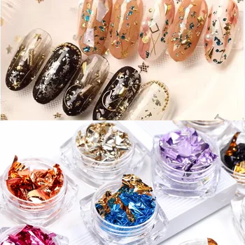 

Irregular Nail Foils Paillette Nail Sticker Paper Gold Sliver Colorful Nail Flakies DIY Beauty Design For 3D Nail Art Decoration