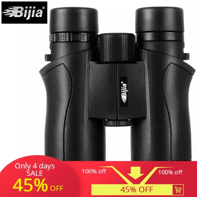 BIJIA 10x42 бинокль водонепроницаемый высокой мощности BAK4 призма HD телескоп черный с шейный ремешок переноска Jumelles охотничьи инструменты