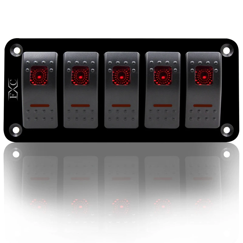 12 V-24 V 5 Gang красный кулисный переключатель Панель автомат защити цепи лодка морской Водонепроницаемый