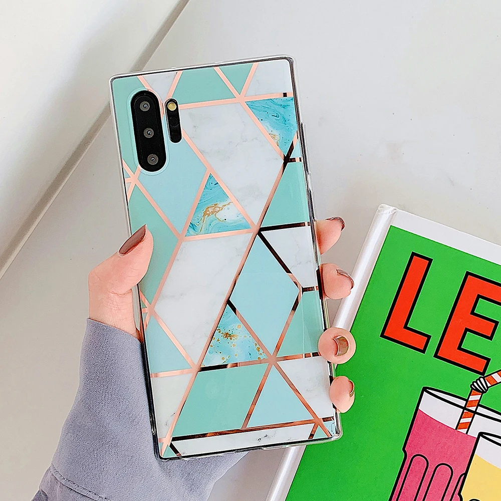 Мраморный чехол для телефона samsung Galaxy Note 10 Pro A50 A20 A70 S10 S8 S9 Plus S10e гальванический геометрический мраморный мягкий чехол