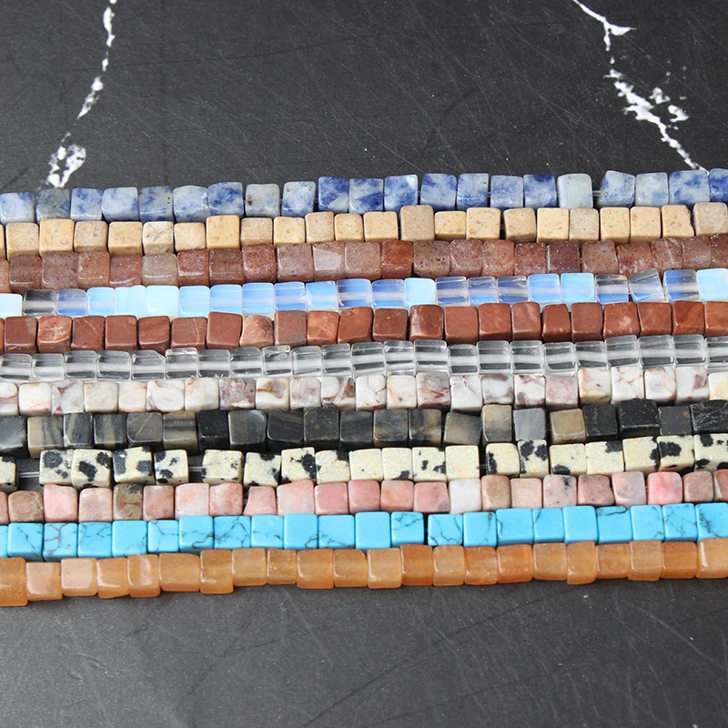 LanLi модные ювелирные изделия 4/6 мм Квадратные бусины из натуральных камней DIY для