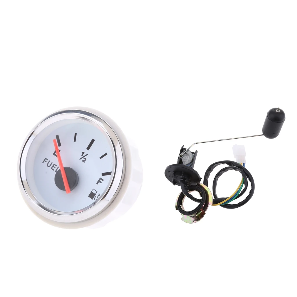 2 inch 52mm Marine Dash Mounted Fuel Lever Gauge & Sensor  - E-1/2-F Indicating Range (33 to 240ohm)