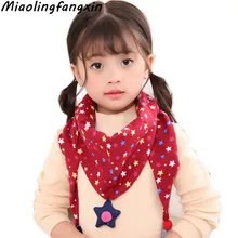 Двухслойный осенне-зимний детский треугольный хлопковый шарф с мультяшным принтом, детский шейный шарф, весенний шарф для мальчика, шаль для девочки