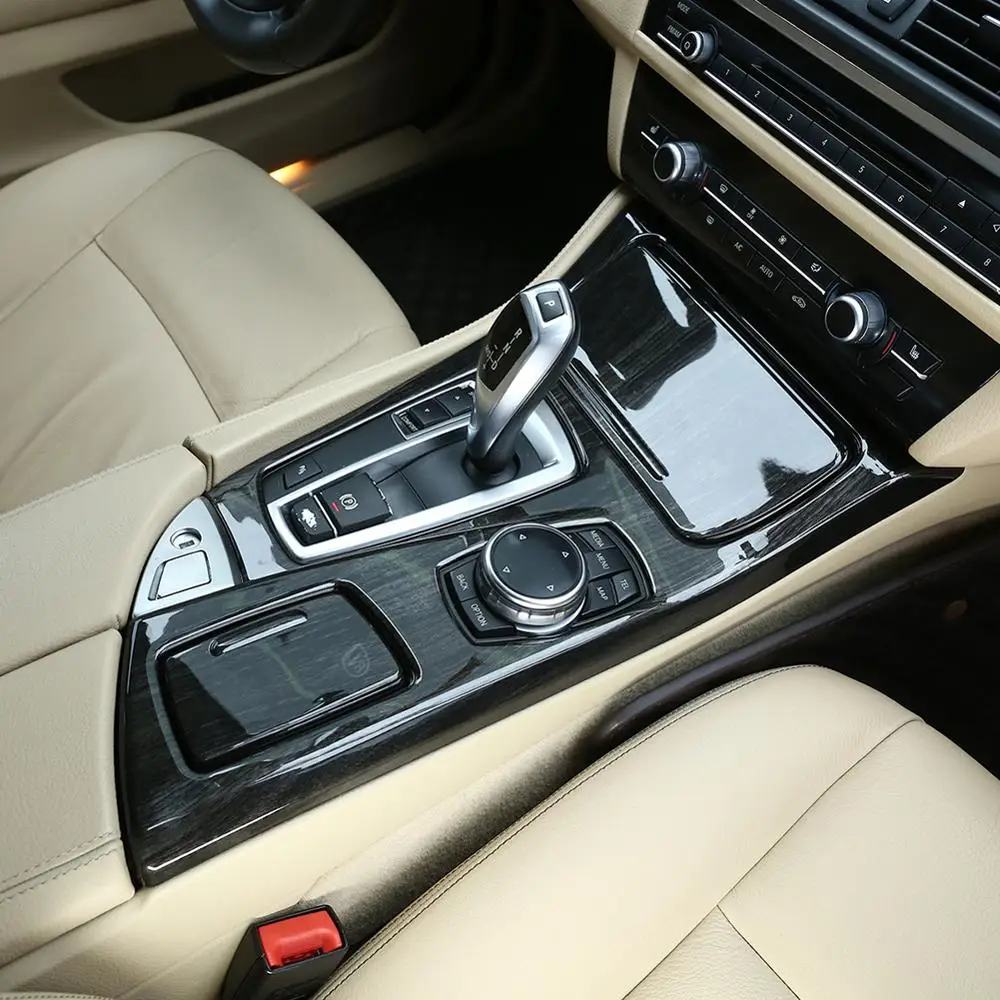 3pcs Black Wood Grain ABS Center Console Gear