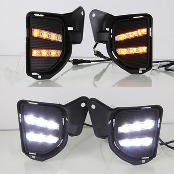 

CSCSNL 1 Pair Yellow Signal Relay Waterproof Car DRL 12V LED Daytime Running Light Fog Lamp Hole For Toyota Hiace 2014 2015 2016