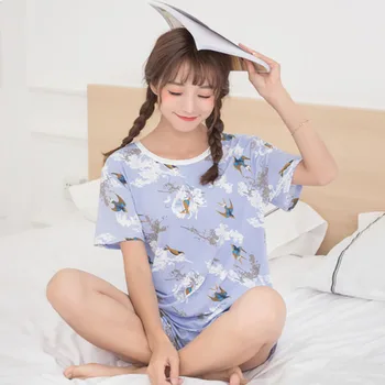 

2020 Summer Lingerie Short-Sleeved Girl Cute Sweet Shorts Female Clothing Suit