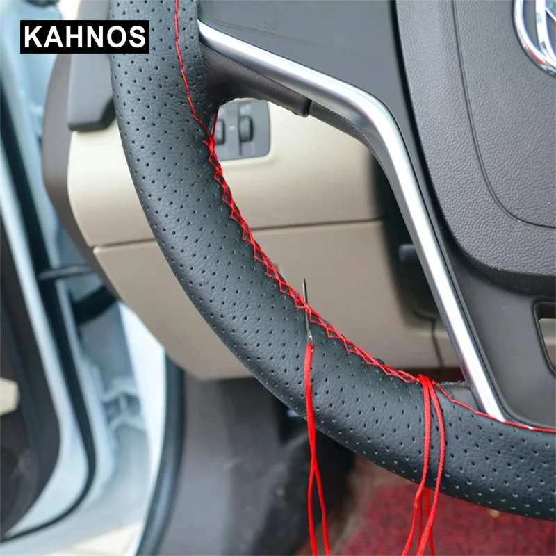 

4 Color DIY Car Steering Wheel Cover With Needles And Thread Artificial Leather Car Styling Covers Suite Steering cover couvre