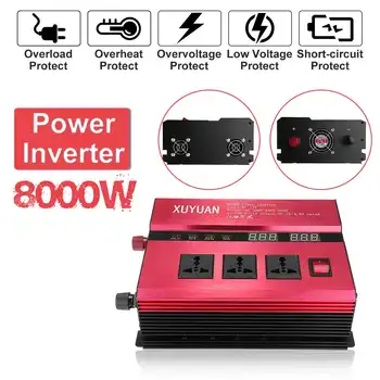 

Solar Power Car Inverter 12V 220V 8000W P eak LED Power DC 12V To AC 220V Sine Wave Converter for car and truck