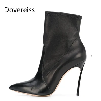 

Dovereiss Fashion shoes for woman Winter Pure color Pointed Toe sexy Slip on Stilettos heels Short boots Elegant Mature 34-45