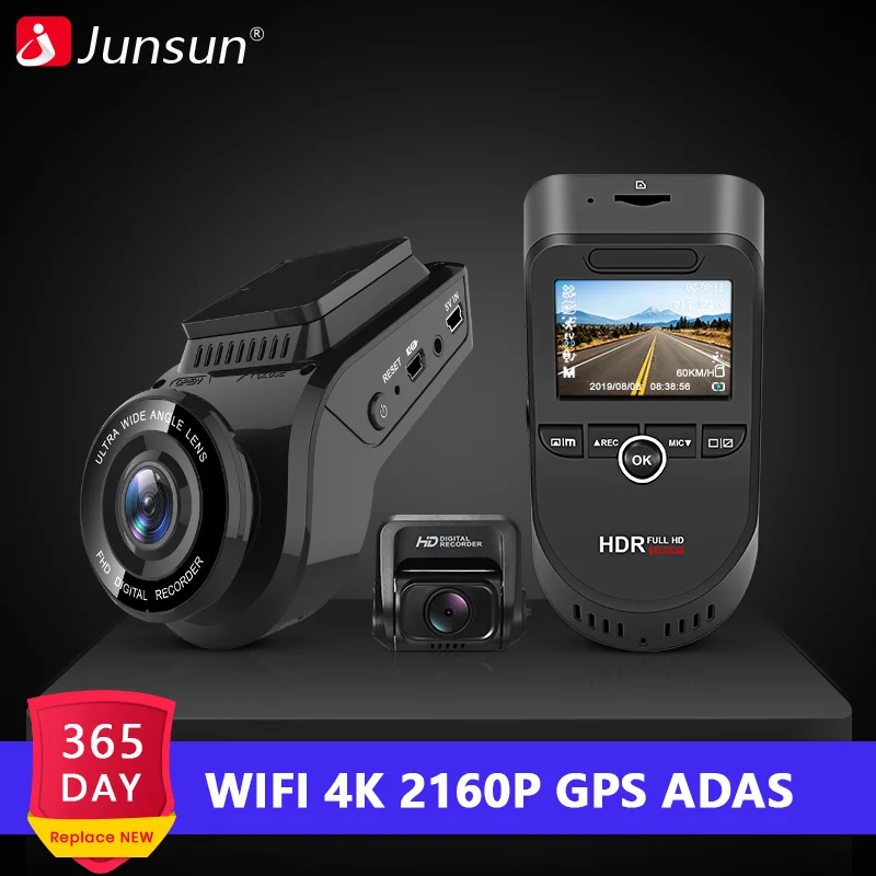Junsun S590.P WiFi 4K Car Dash Cam Ultra HD 2160P 60fps GPS ADAS Dvr
