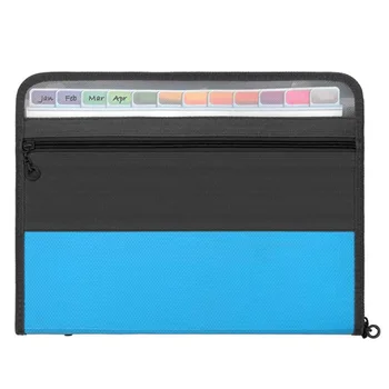 

13 Pockets Expanding File Folder, Accordion Document Organizer Letter A4 Size Zipper Closure