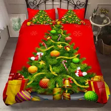 Fanaijia 3D Красный Рождественский Комплект постельного белья sinle мультфильм Рождественская елка пододеяльник набор детский подарок на год