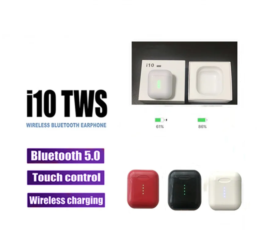

Newest i10 TWS i10s Wireless Earphone Touch Earbuds Bluetooth 5.0 Headset Sport Wireless Charging with Mic for All Smart Phone