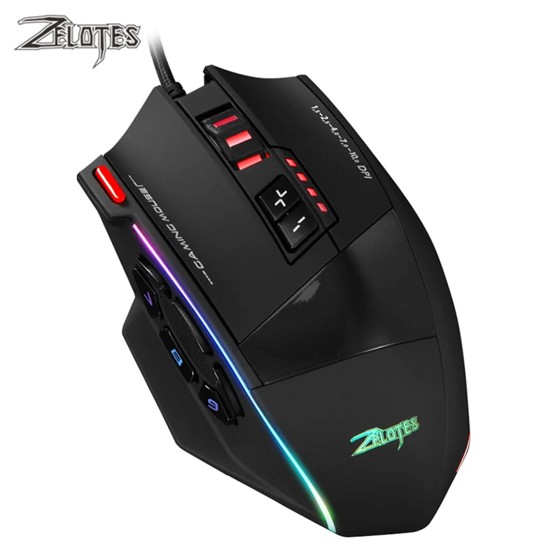 Мышь игровая ZELOTES C-13 10000DPI 13 программируемых кнопок лазерная USB RGB | Компьютеры и