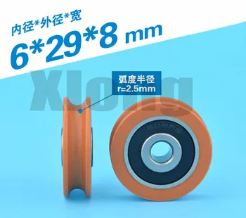 

6pcs 6*29*8mm Groove U-Shaped U-Groove Concave Wheel Plastic Coated Pulley Bearing 3d Printer Engraving Machine