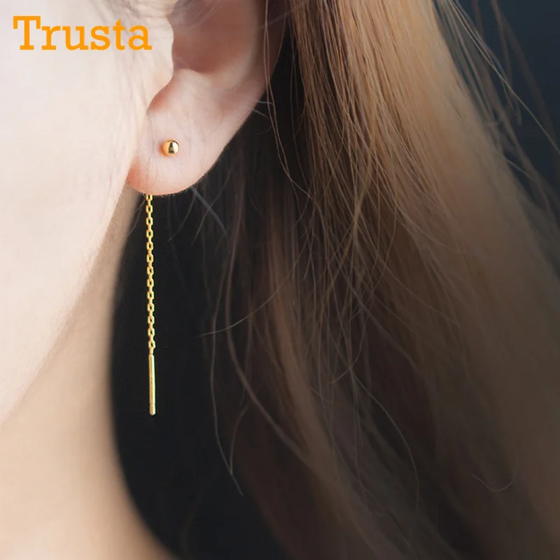 Женские серьги гвоздики Trusta 100% Серебро 925 пробы 3 см 4 5 креативные модные