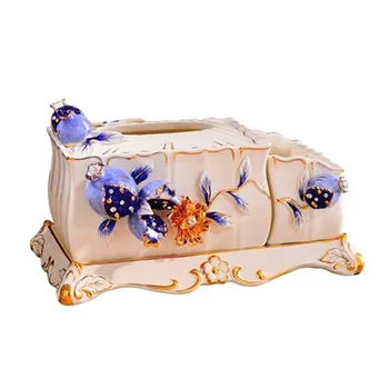 

Multifunctional Tissue Box Living Room Remote Control Storage Box Decor European Home Creative Ceramic Tissue Box M3761