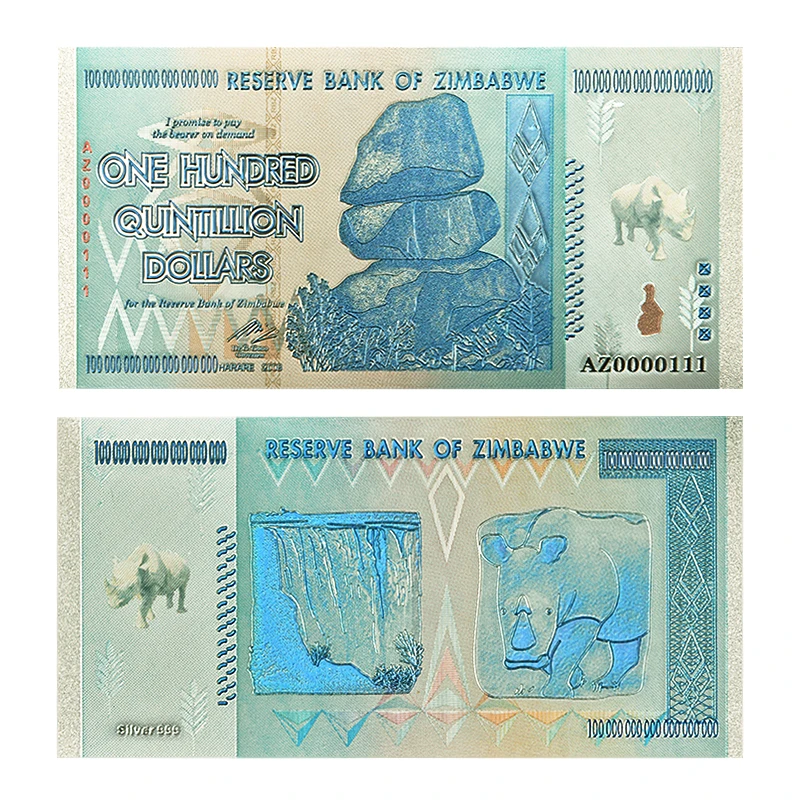 Zimbabwe$ Z100 триллион/100 кинтриллион/5 октиллион/100 декальон долларовые банкноты из золотой фольги реплики банкнот Бумажные деньги бизнес подарок - Цвет: S 100 Quintrillion