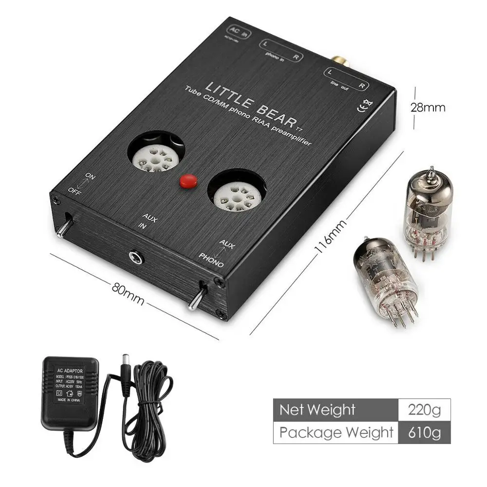Douk audio Little Bear T7 Hi Fi 6J1 вакуумная трубка Phono Stage AUX & MM RIAA проигрыватель фонограф