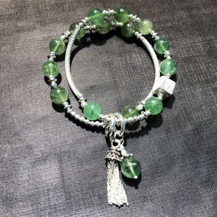 

Natural Green Strawberry Crystal 9-10 Mm Bracelets 925 Sterling Accessories Multicolored Jewelry Crystal Gemstone