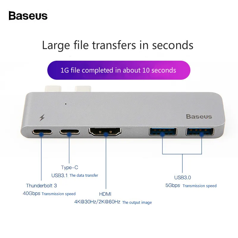 5 в 1 Hd Dual PD Thunder C+ Dual type-c To USB3.0HDMIHUB Hd Smart Adapter подходит для ноутбука многопортовый конвертер