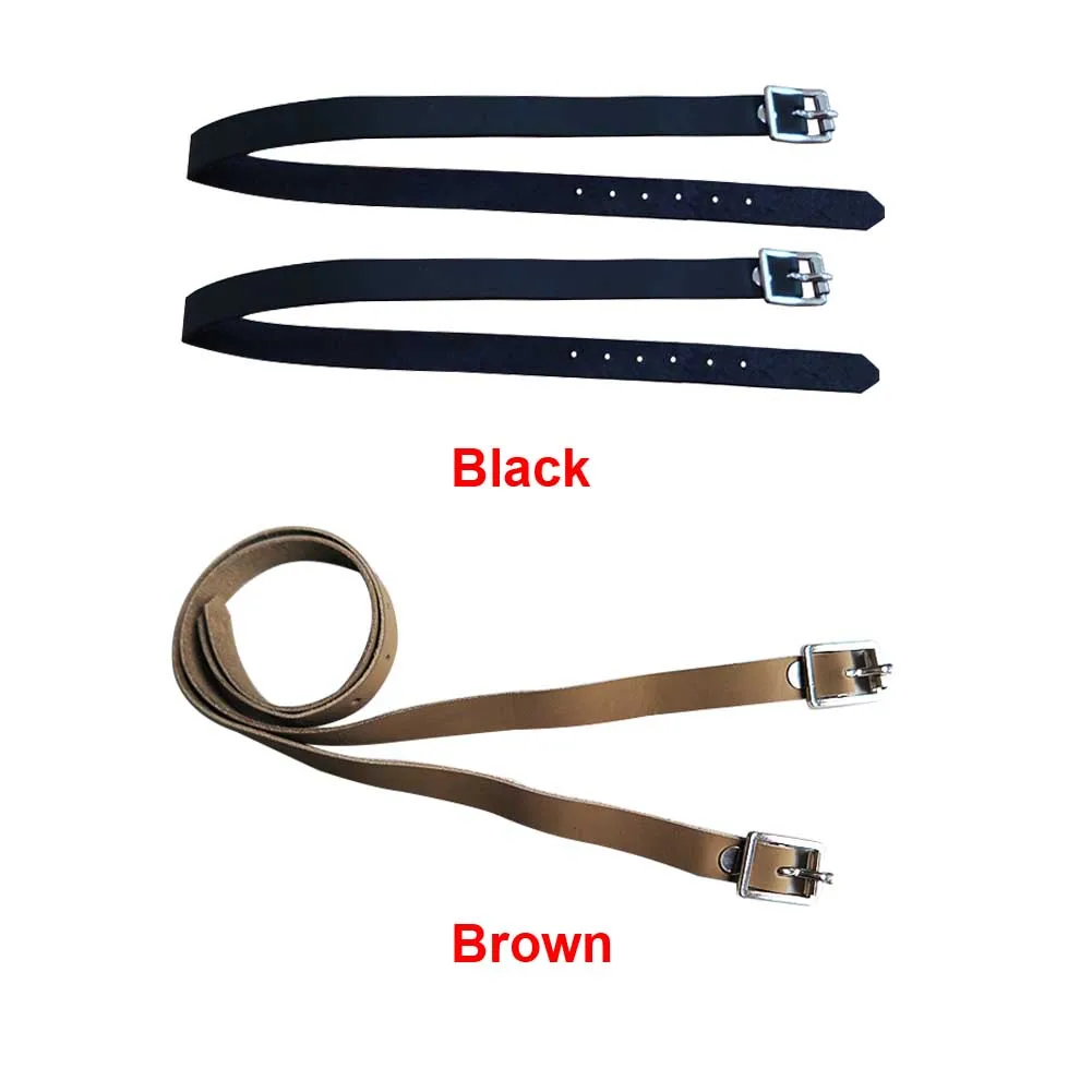 2 Pcs Solid PU Leather Protective Training Horse Riding Sports Equipment Spur Strap Durable Outdoor With Buckle Accessories Long