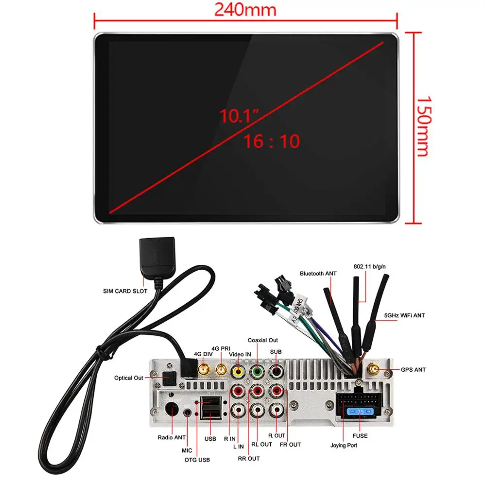 JOYING Autoradio Android 10 6GB 128GB Car Radio Stereo Universal Head Unit Multimedia HD 1280*800 Wireless Carplay Android Auto