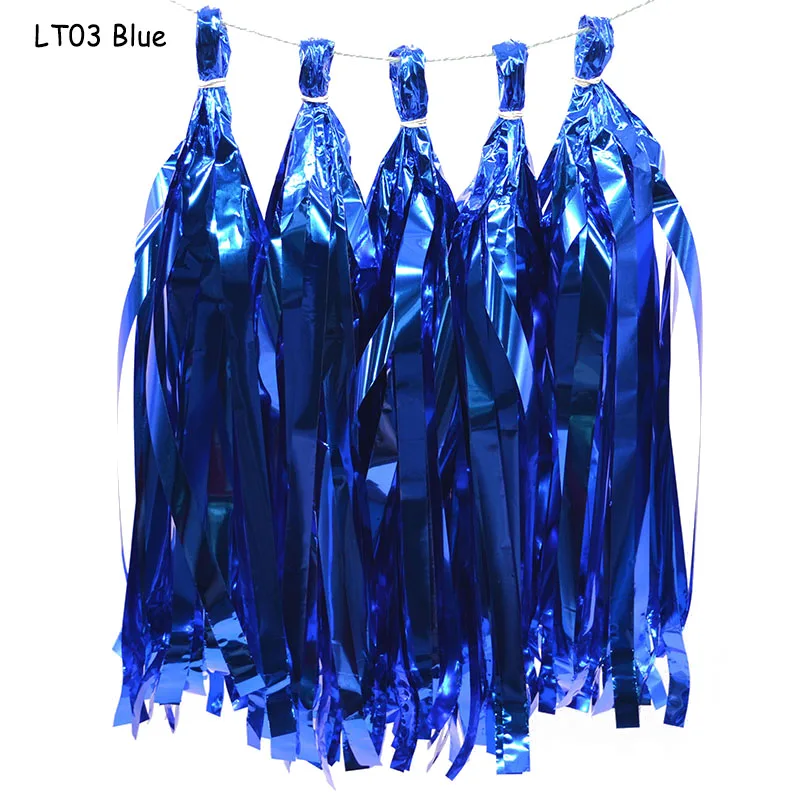 LT03 5 шт., цветные кисточки из фольги, папиросная бумага, кисточка для свадьбы, для детей, для декора на день рождения, принадлежности, сделай сам, вечерние украшения для душа ребенка - Цвет: LT03